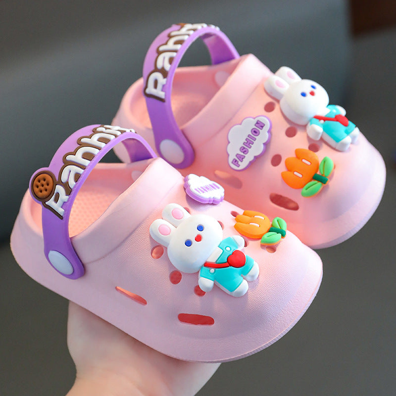 Children Kids Baby Fashion Girls Boys Cartoon Rabbit Bear Soft Sole Casual Clogs Slippers Shoes