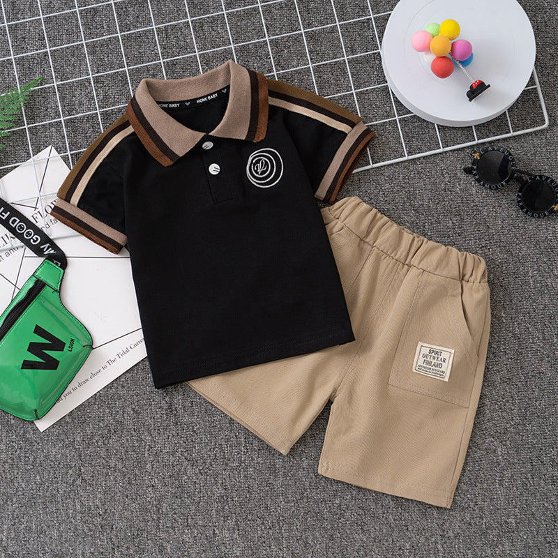 Boy'S Fashion Two-Piece Lel Polo Shirt Set