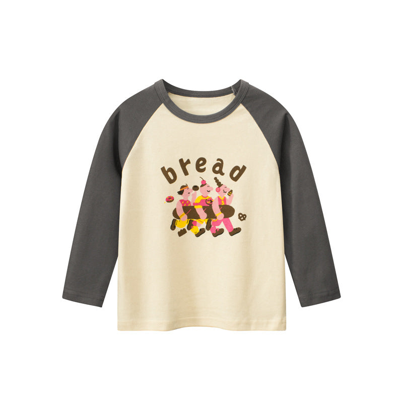 Kids Toddler Girls Casual Cute Versatile Cartoon Letters Print Long Sleeve Round Neck T-Shirt