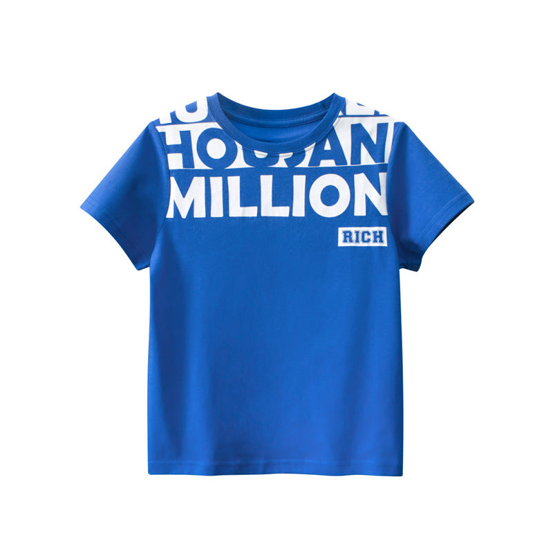 Kids Boys Basic Letter Pattern Round Neck Short Sleeve Casual T-shirt