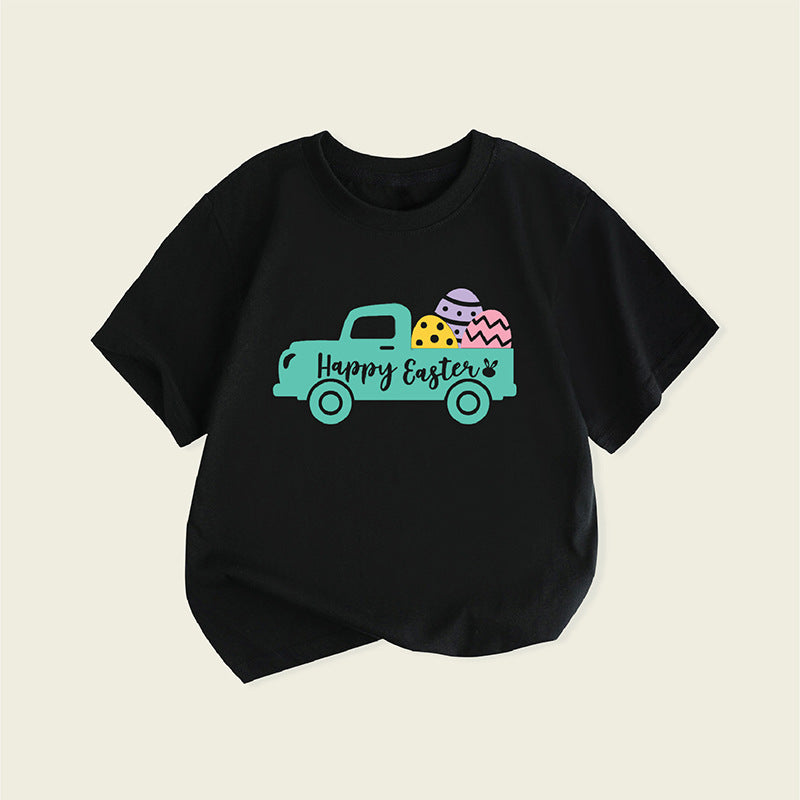 Kids Toddler Boys Girls Casual Cute Easter Egg Print Short Sleeve T-Shirt