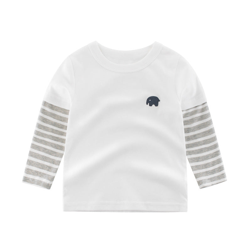 Kids Toddler Boys Casual Cute Cartoon Stripe Long Sleeve T-Shirt