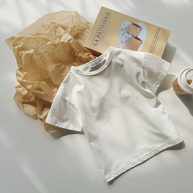 Kids Toddler Boys Girls Casual Cute Solid Color Short Sleeve Round Neck T-Shirt