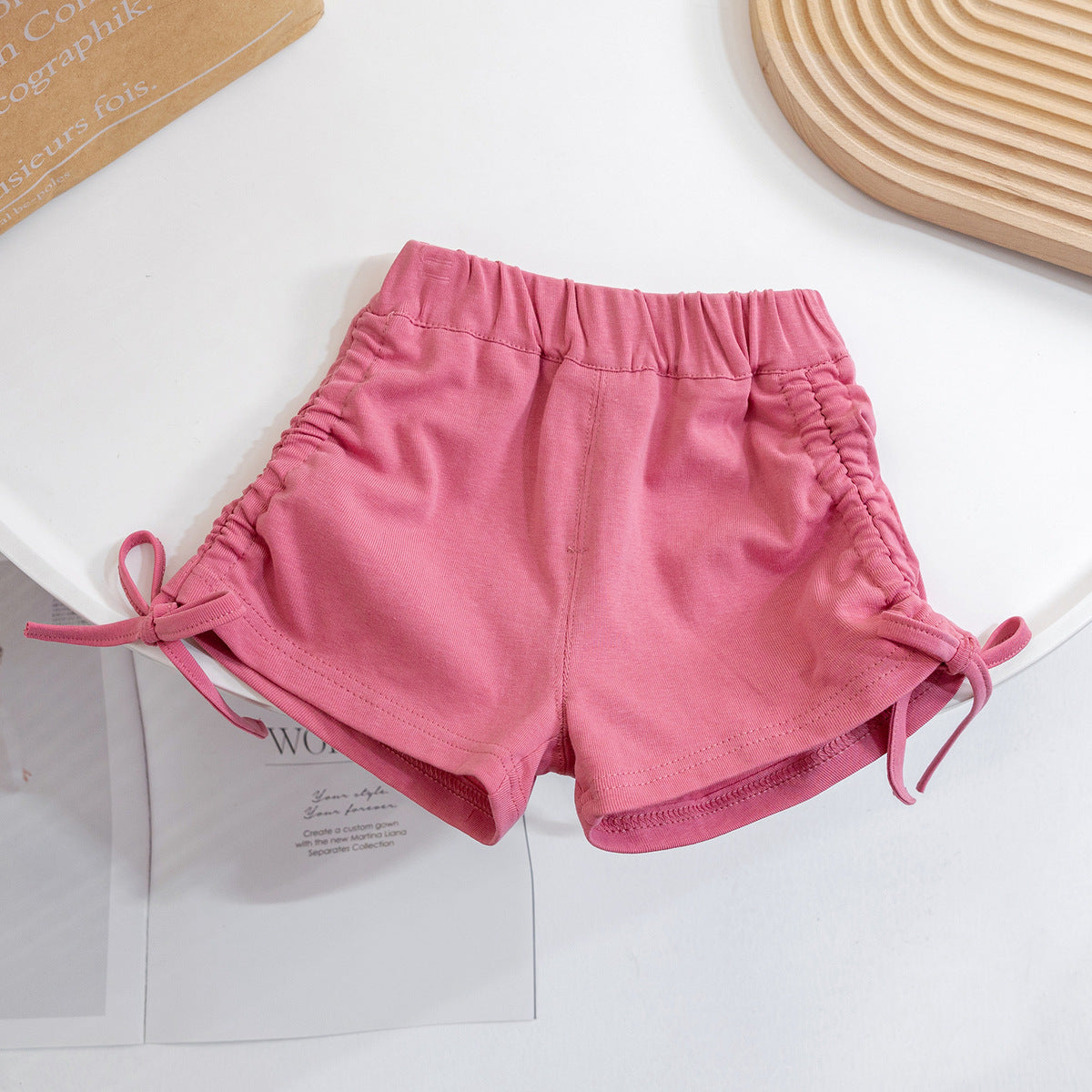 Girls Fashion Solid Color Drawstring Shorts