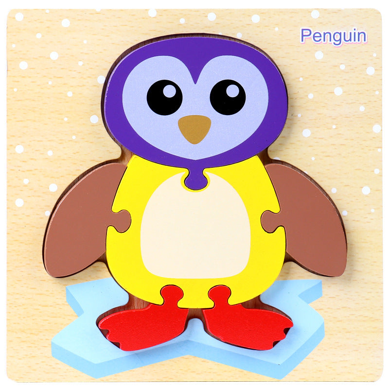 1-3 To Early Education Wooden Children'S Educational Cartoon Animal Three-Dimensional Puzzle