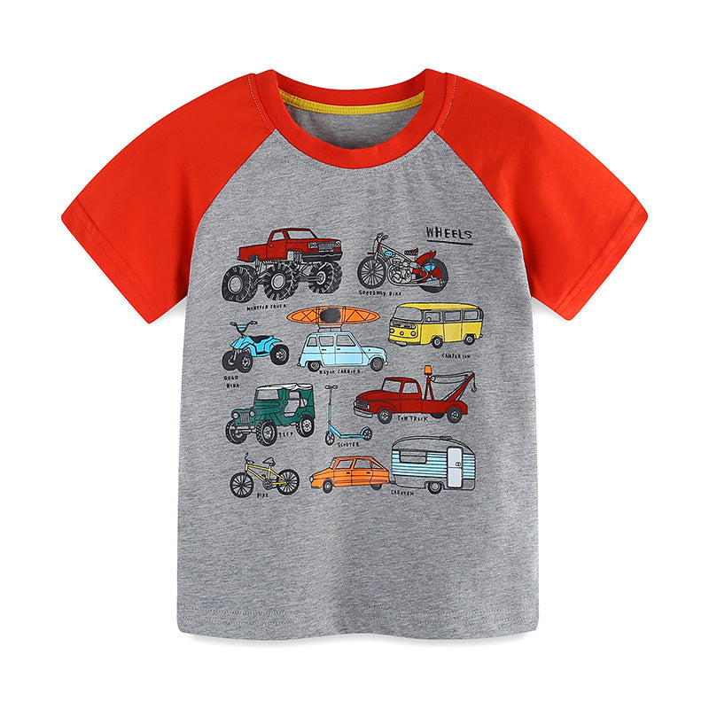 Kids Toddler Boys Casual Cartoon Print Short Sleeve Round Neck T-Shirt