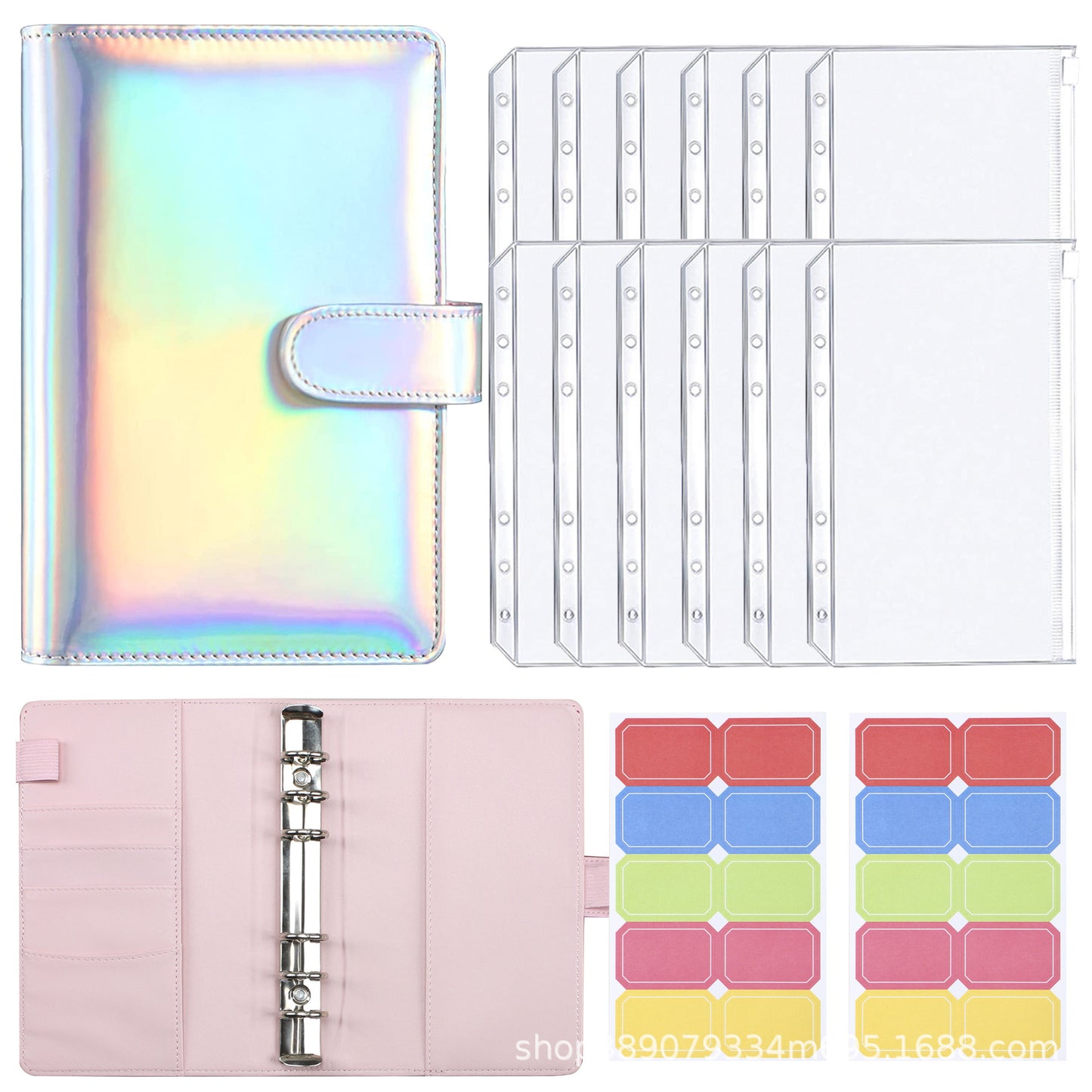 A6 Colorful Binder Laser Macaron PU Note Book