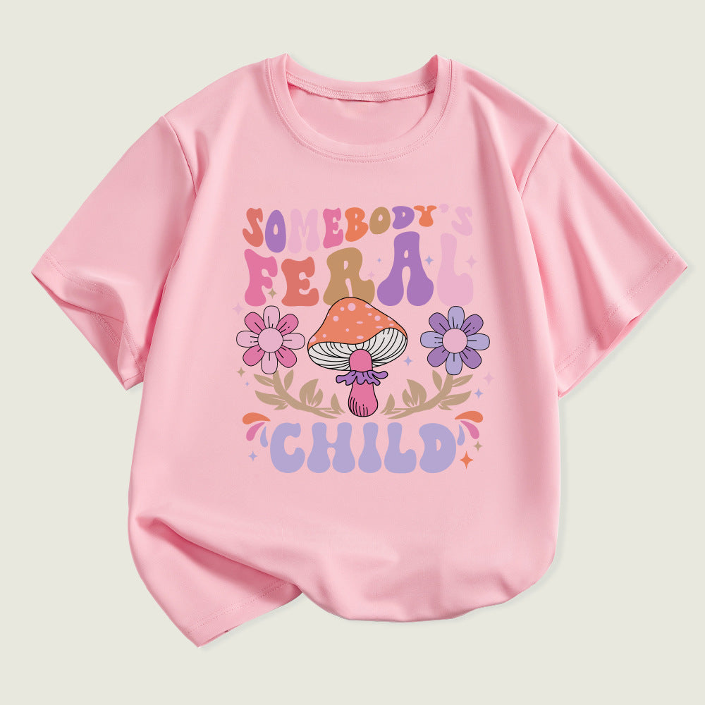 Kids Toddler Boys Girls Alphabet Print Short Sleeve T-Shirt