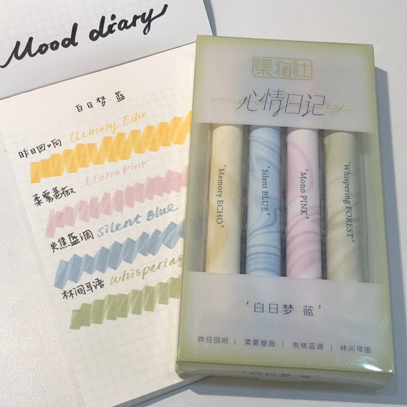 Fashion Quick-Drying Multicolor Highlighter Mark Color Pen 4pieces/Set
