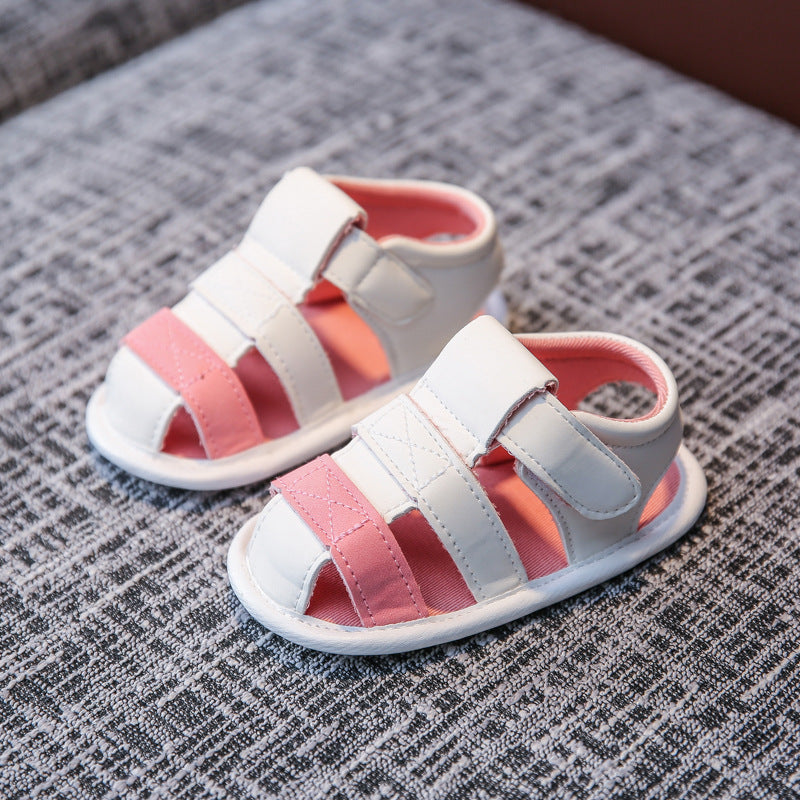 Baby Basic Color Blocking Soft Bottom Velcro Sandals