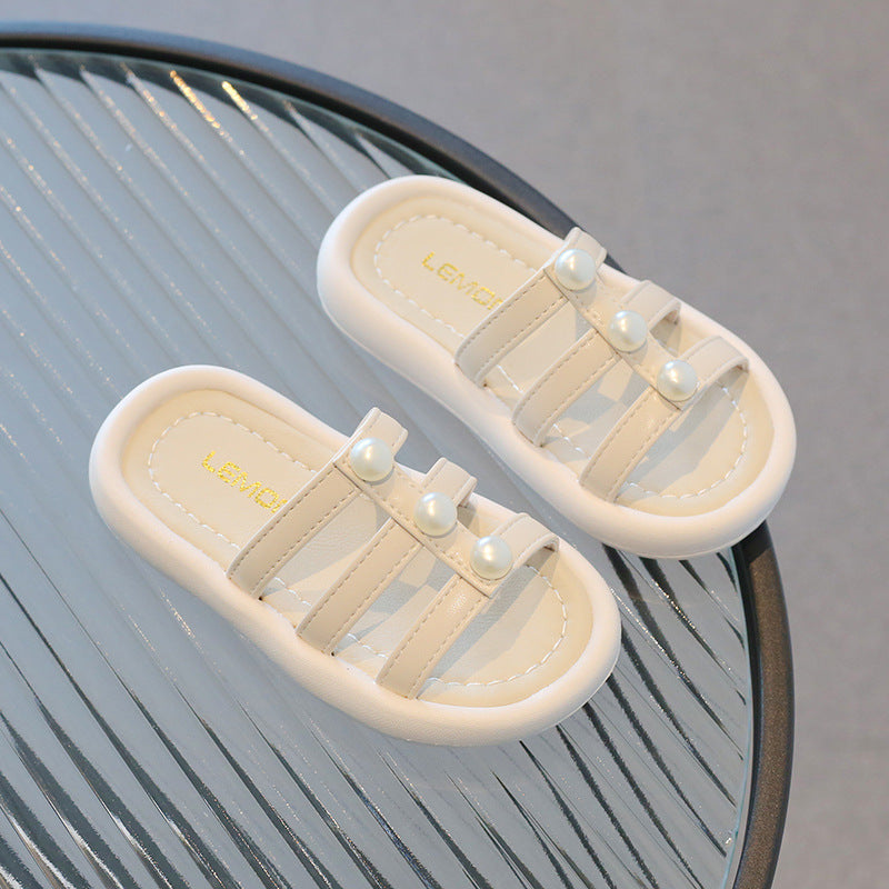 Children Kids Baby Fashion Girls Pearl Outerwear Slippers Shoes
