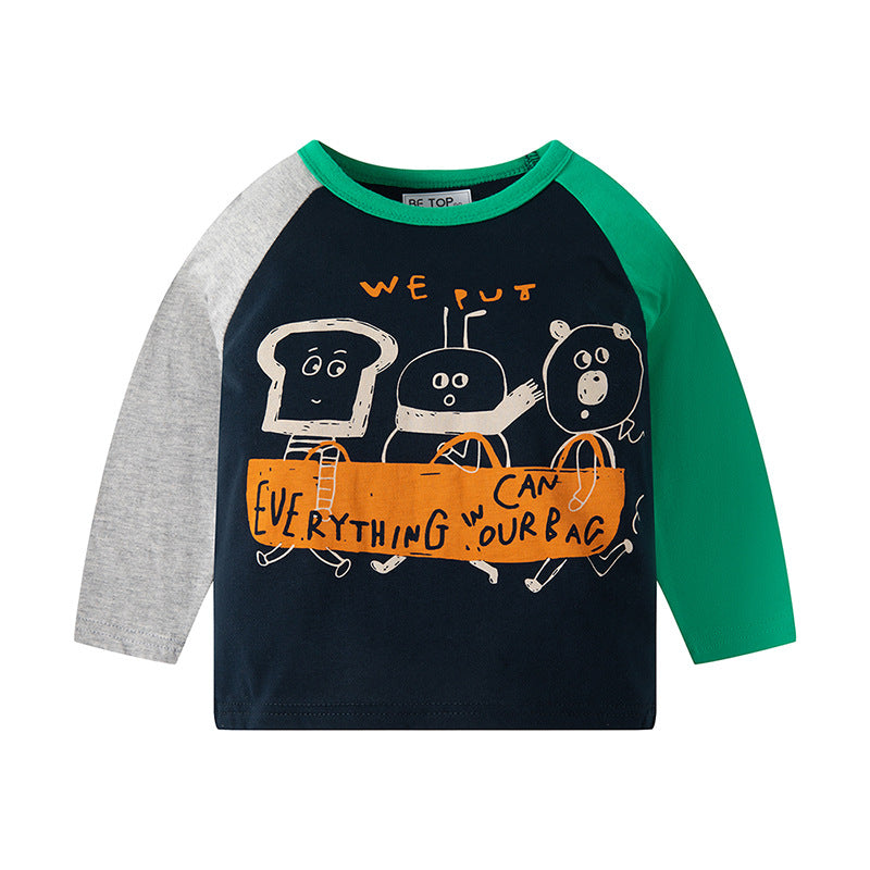 Kids Toddler Boys Casual Cute Alphabet Cartoon Print Long Sleeve T-Shirt