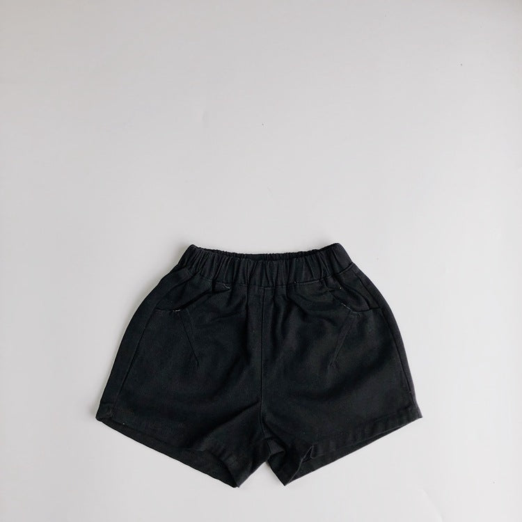 Kids Basic Solid Color Elastic Waist Shorts