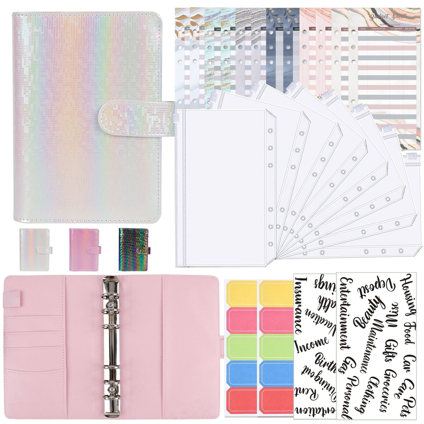 A6 Zipper Bag Loose-Leaf Colorful PU Notebook