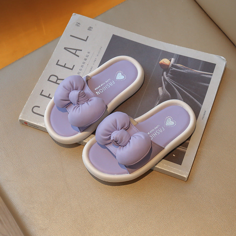 Children Kids Baby Fashion Girls Casual Bowknot Princess Soft Bottom Slippers Shoes