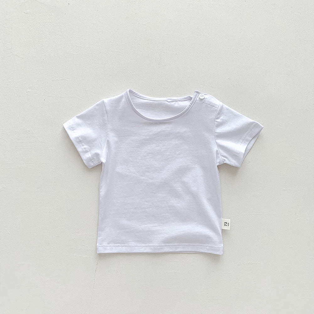 Kids Baby Casual Solid Color Cotton Short-Sleeve T-Shirt