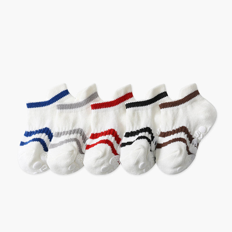 5pairs/set Kids Basic Simple Striped Non-slip Design Socks