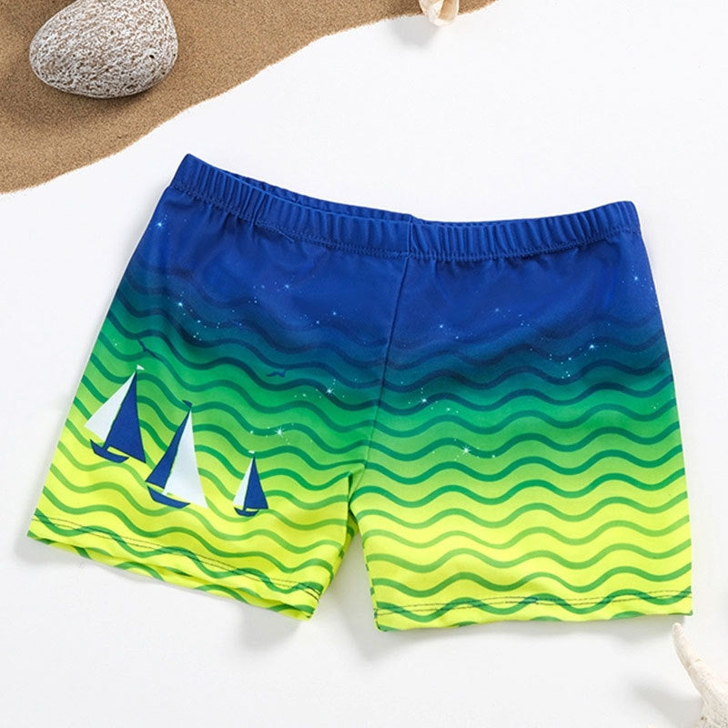 Children Fashion Wave Print Swimming Trunks