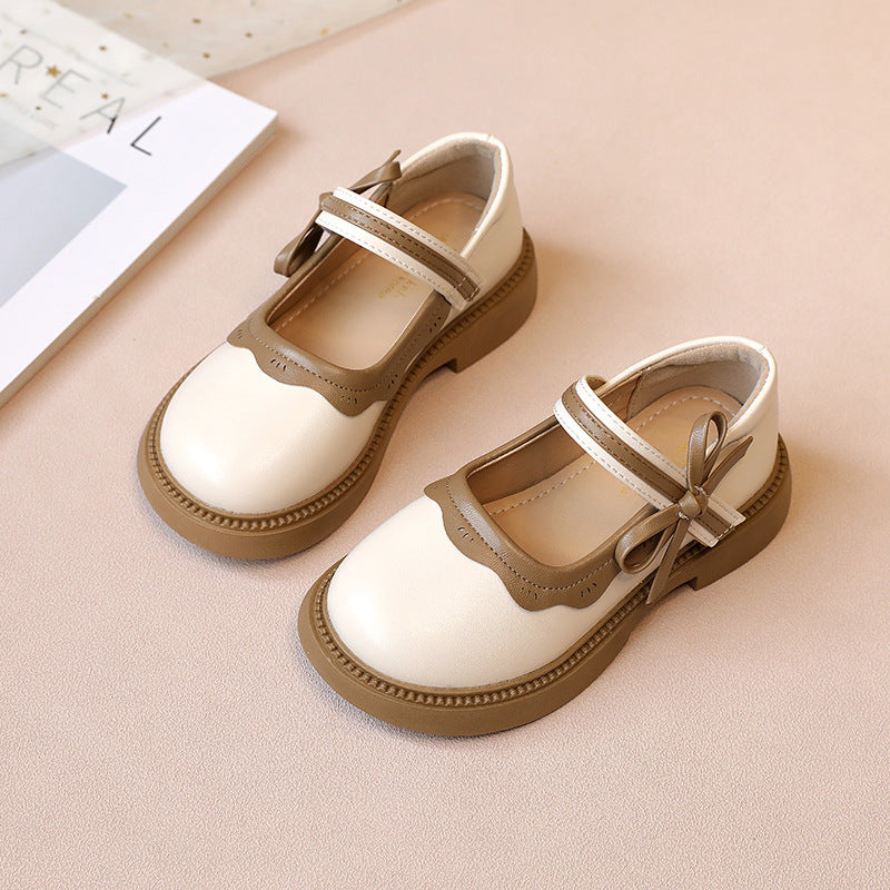 Kids Girls Fashion Casual Spring Autumn Round-Toe Velcro Slip On PU Leather Shots
