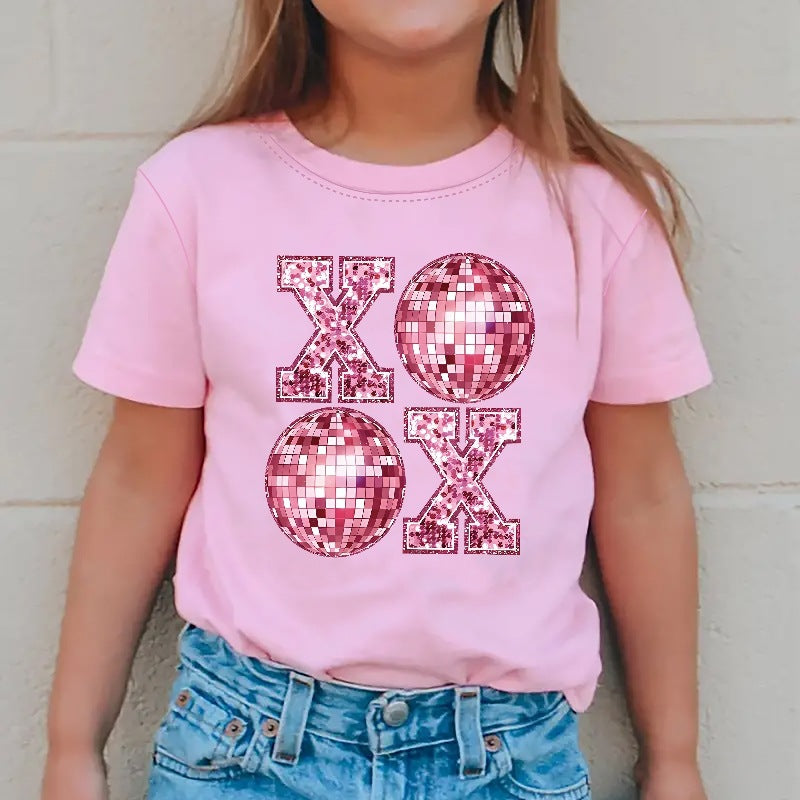 Kids Toddler Girls Casual Alphabet Print Short Sleeve T-Shirt