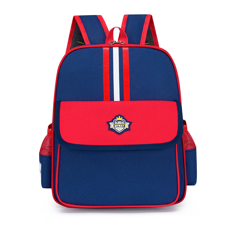Children Fashion Waterproof Girls Boys Color Matching Canvas Backpack School Bag