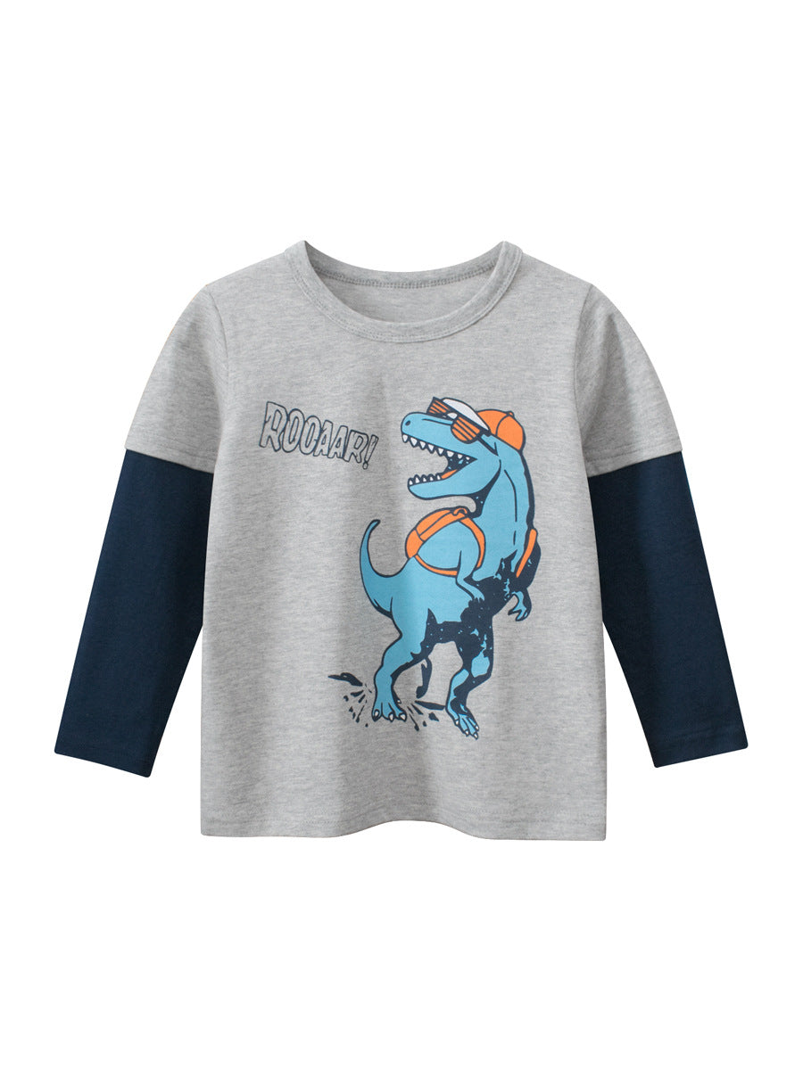Kids Toddler Boys Casual Cute Alphabet Dinosaur Print Long Sleeve T-Shirt
