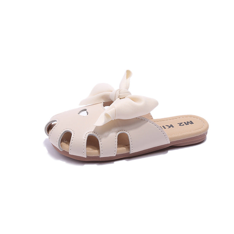 Children Kids Baby Fashion Girls Hollowed Out Bow Casual Outdoor Slippers Shoes