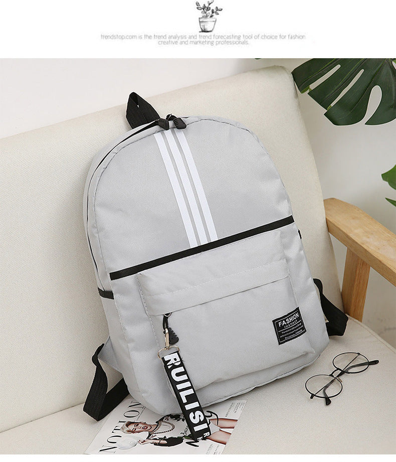 Children Fashion Simple Girls Boys Color Matching Canvas Backpack School Bag