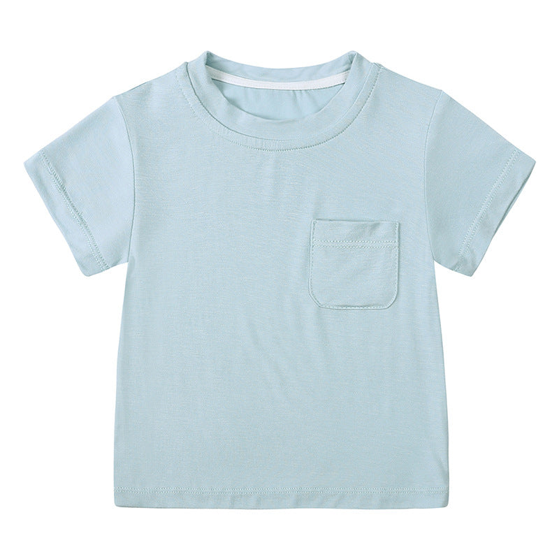 Kids Baby Boys Girls Casual Basic Solid Color Short Sleeve T-Shirt