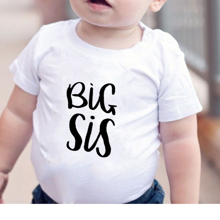 Children Kids Baby Fashion Girls Boys Sister Brother Round Neck T-Shirt