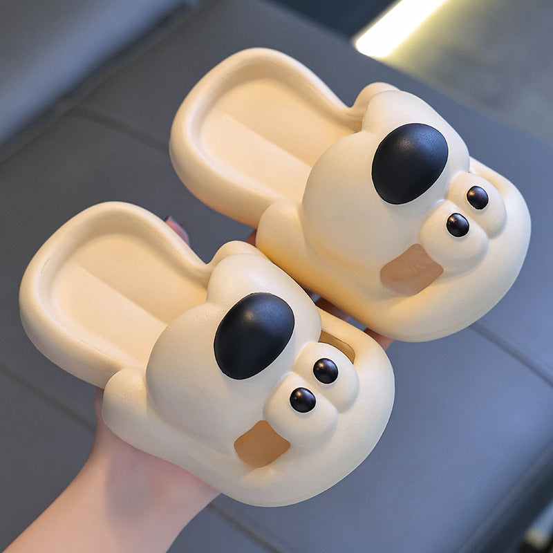 Kids Unisex Cute Cartoon Puppies Thick-Soled Cover Toe Slippers