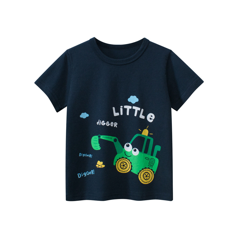 Kids Toddler Boys Casual Cute Cartoon Car Print Short Sleeve Round Neck T-Shirt