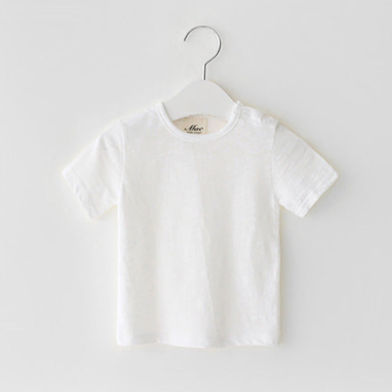 Kids Baby Fashion Casual Solid Color Cotton Round Neck Short-Sleeve T-Shirt