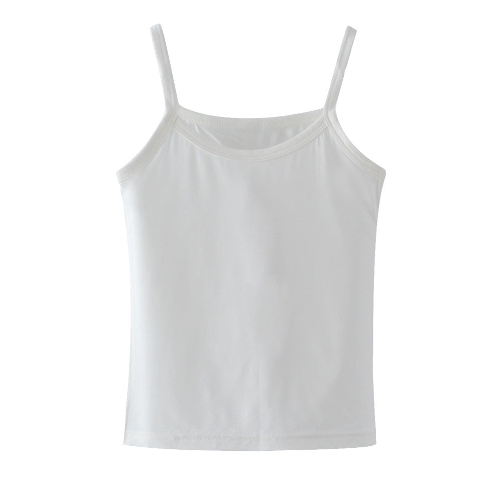 Kids Girls Basic Solid Color Suspender Bottoming Soft Skin-friendly Vest