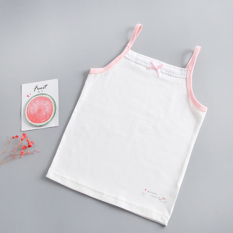 Girls Basic Bow Decor Lace Design Camisole
