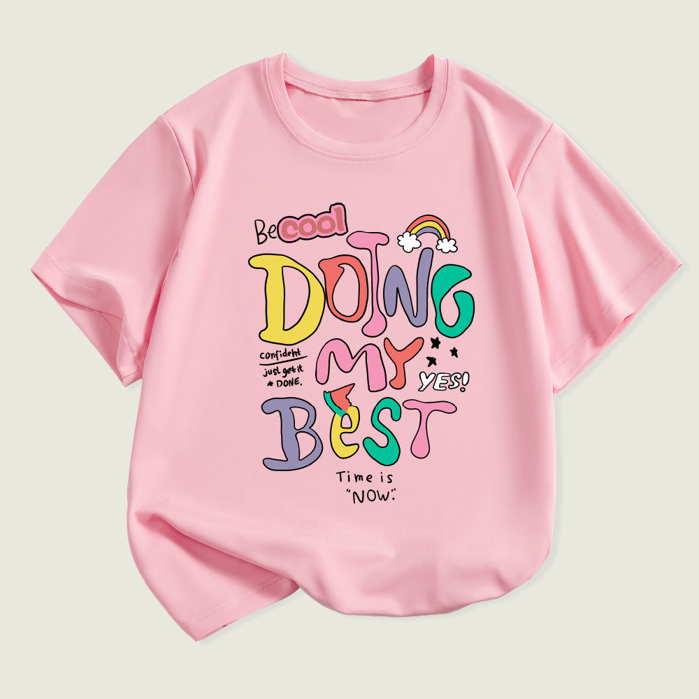 Kids Toddler Boys Girls Alphabet Print Short Sleeve T-Shirt