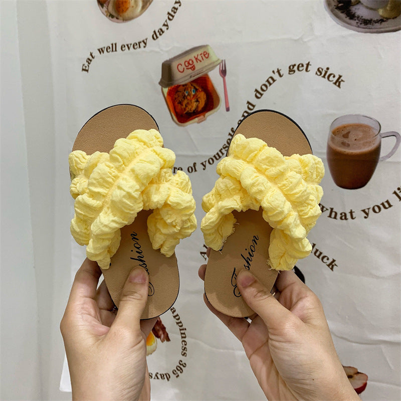 Girls' Fashion Cross-Strap Soft Bottom Anti-Slip Slippers
