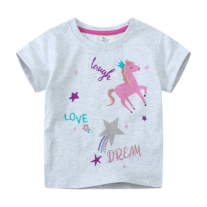 Kids Toddler Girls Casual Cute Short Sleeve T-Shirt