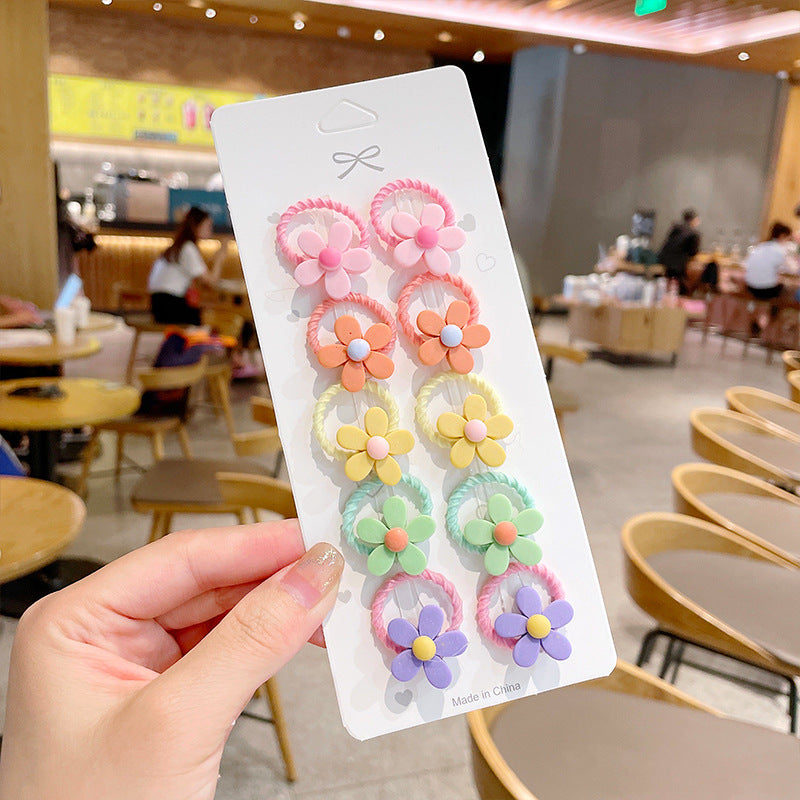 10pcs/set Girls Cute Cartoon Fruit Mini Elastic Hair Band