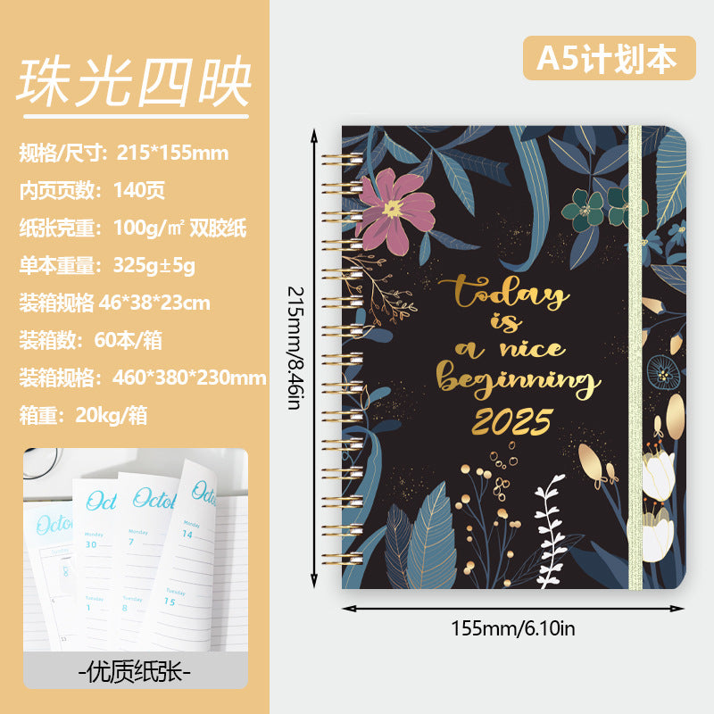 2025 Flowers English Plan Coil Notebook