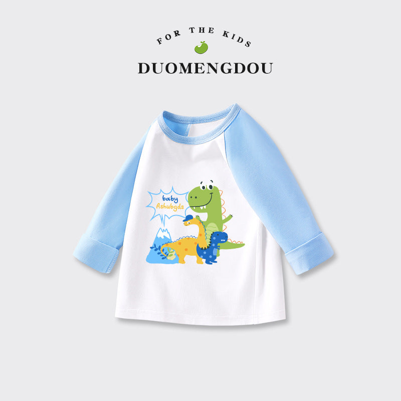 Kids Toddler Boys Girls Casual Cute Cartoon Print Long Sleeve Round Neck T-Shirt