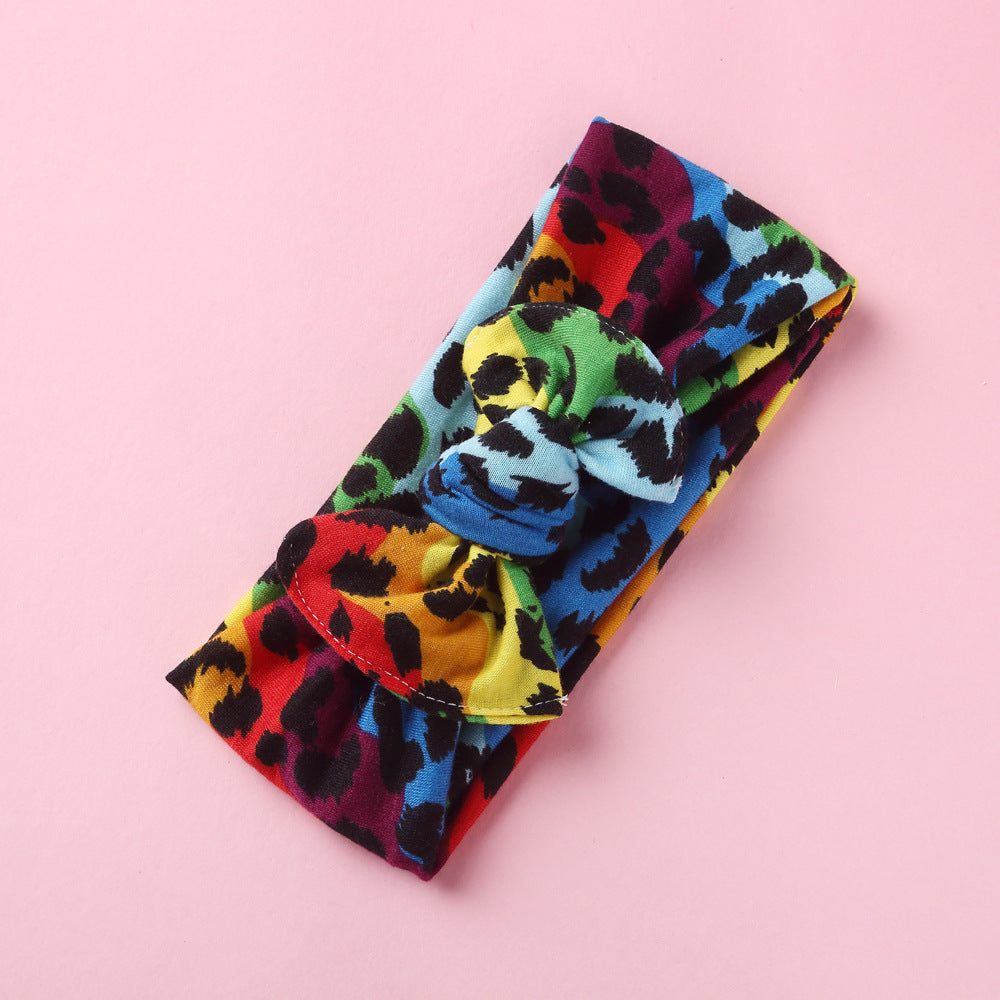 Toddlers Newborn Baby Girls Tie-Dye Printed Bow Headband