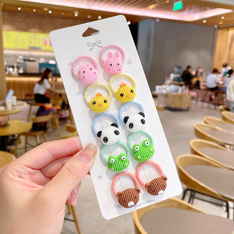10pcs/set Girls Cute Cartoon Fruit Mini Elastic Hair Band
