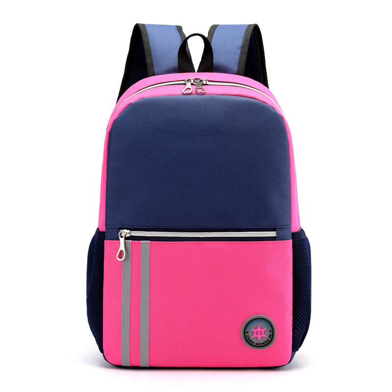 Children Fashion Girls Boys Color Matching Canvas Waterproof Backpack School Bag