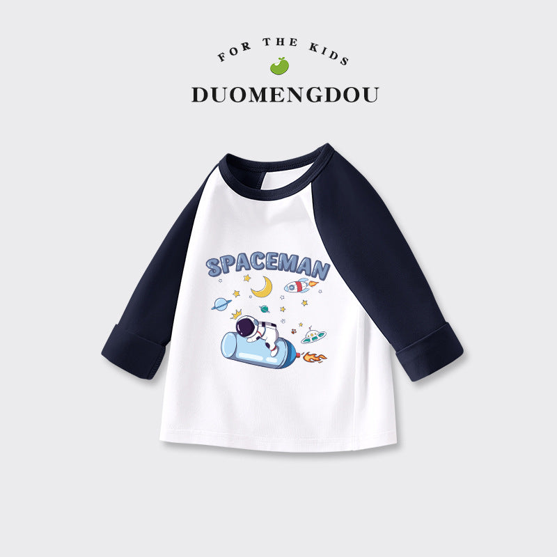 Kids Toddler Boys Girls Casual Cute Cartoon Print Long Sleeve Round Neck T-Shirt