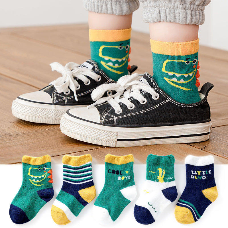 5 Pairs /Lot Cute Baby Socks Autumn Rainbow Striped Cotton Socks For Children Toddlers Cotton Socks