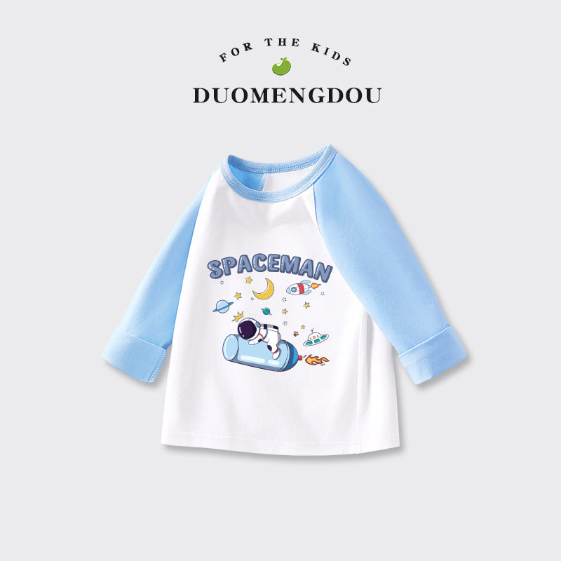 Kids Toddler Boys Girls Casual Cute Cartoon Print Long Sleeve Round Neck T-Shirt