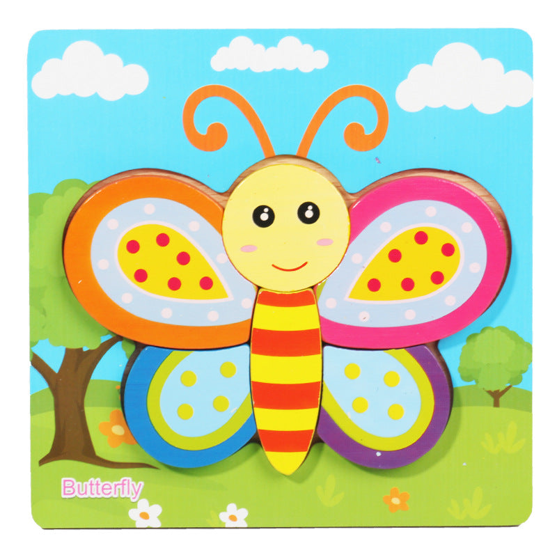 1-3 To Early Education Wooden Children'S Educational Cartoon Animal Three-Dimensional Puzzle