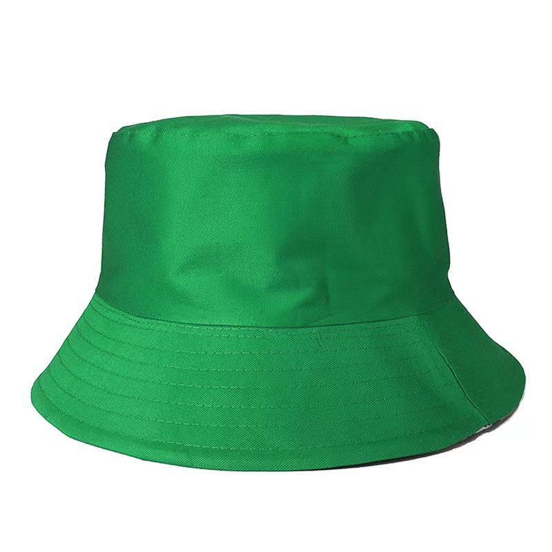 Fashion Solid Color Kids Flat Top Sunshade Sunscreen Double-Sided Bucket Hats