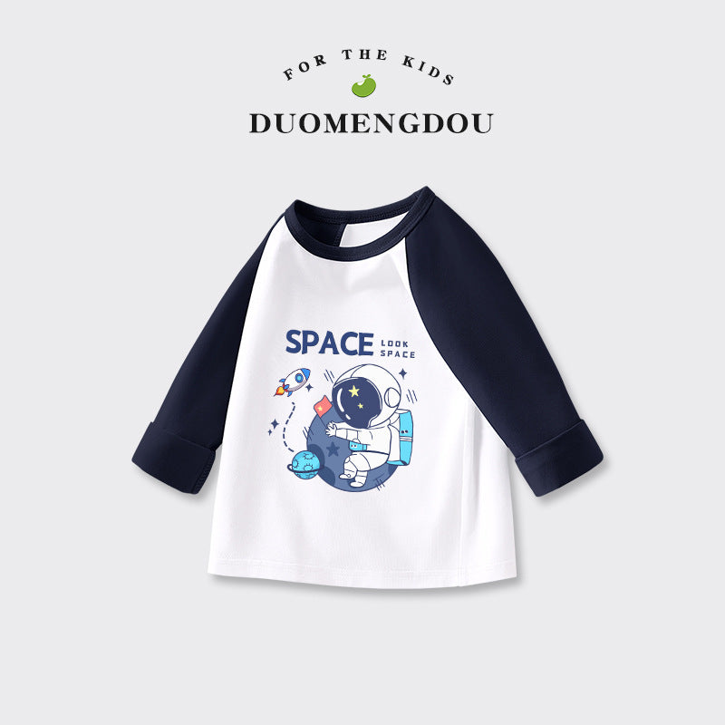Kids Toddler Boys Girls Casual Cute Cartoon Print Long Sleeve Round Neck T-Shirt